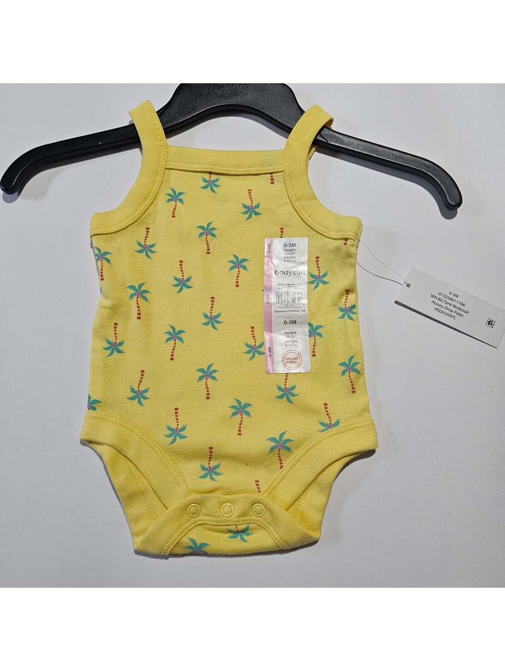 Cat and Jack baby yellow palm tree bodysuit size 0-3M